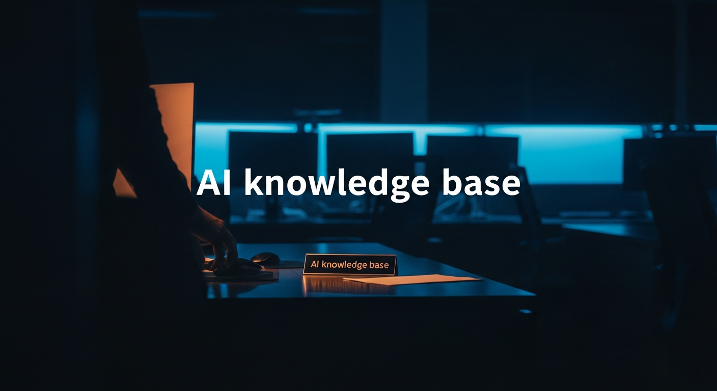 AI knowledge base — Wide shot of an empty desk or office chair with a name plate or personal items being cleared away, captured from a neutral angle to convey institutional knowledge departure without showing people.