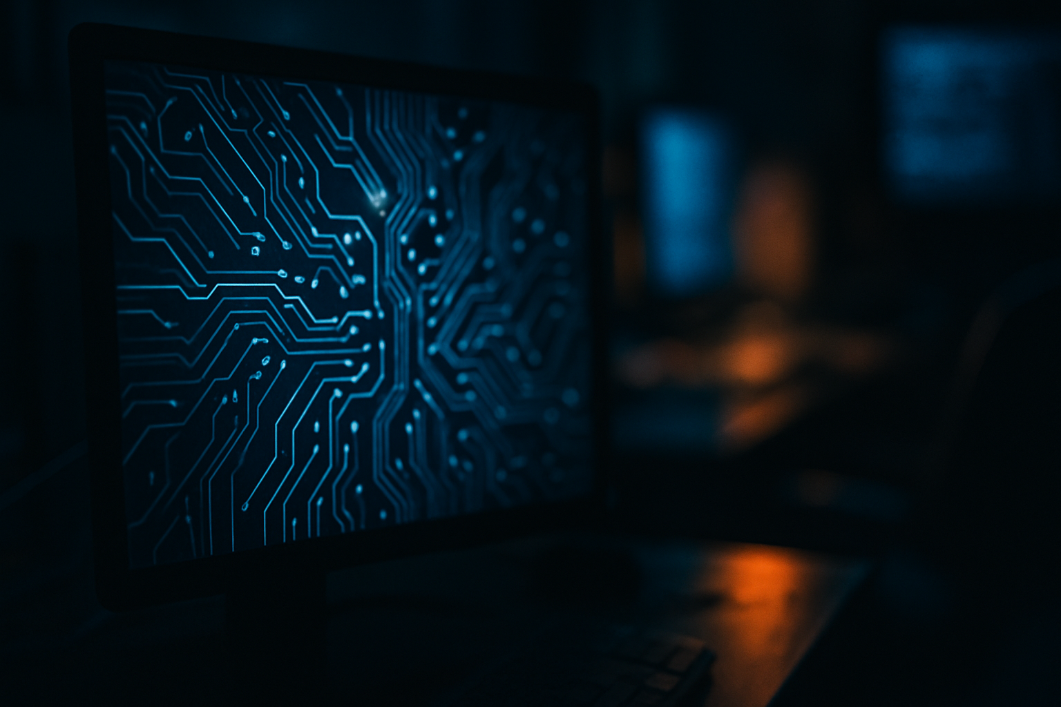 HIPAA IT compliance checklist - abstract data visualization or digital security concept - geometric patterns, circuit board macro, or encrypted data visualization