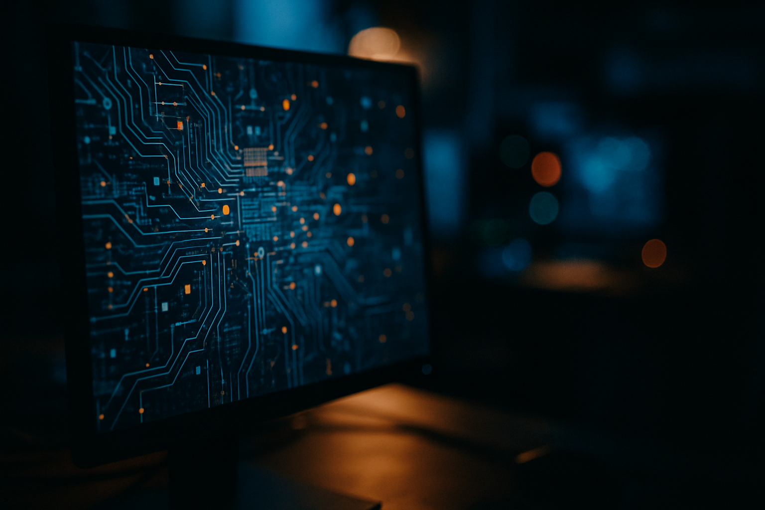 AI automation agency - abstract data visualization or digital security concept - geometric patterns, circuit board macro, or encrypted data visualization